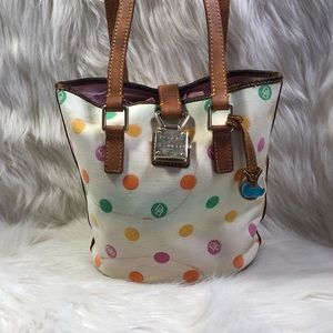 Authentic Dooney&Bourke Multi Clr Oval Fabric Bag